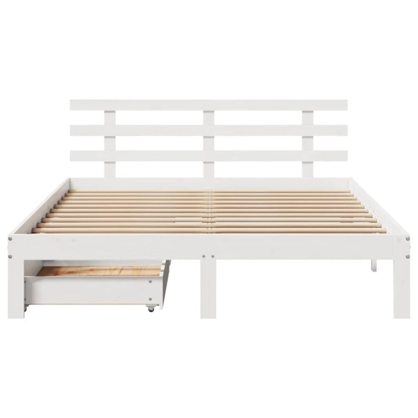 Estrutura de cama com gavetas 120x190 cm pinho maciço branco M 4