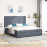 Estrutura cama otomana colchões 160x200 cm cinzento escuro 4