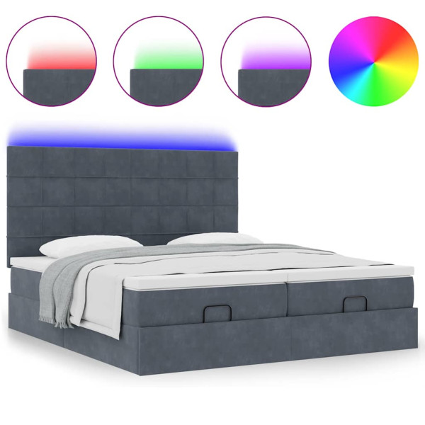 Estructura cama otomana colchones terciopelo gris oscuro M 5