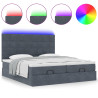 Estructura cama otomana colchones terciopelo gris oscuro 5