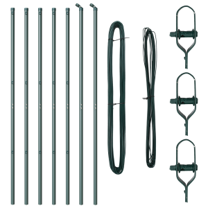 Conjunto de Postes de Cerca 7 pcs Verde Ø32mm 160 cm Metal H