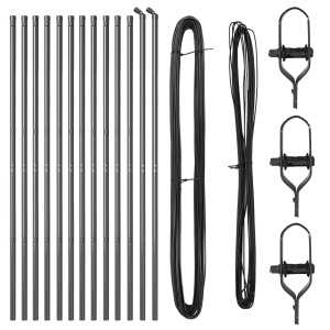 Set de postes de cercas  Set de 13 Gris Acero H