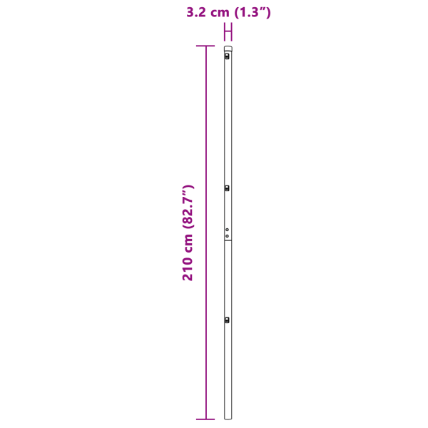 Conjunto de Postes de Cerca 7 pcs Cinzeto Ø32mm 210 cm Metal M 5