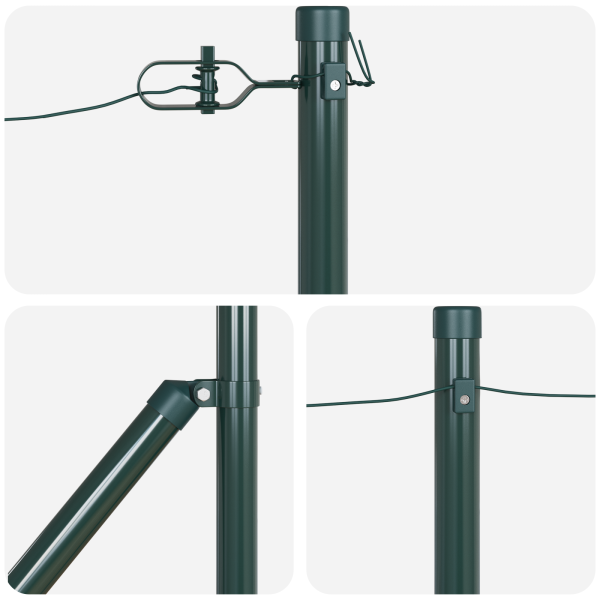 Postes de cerca  con pica 7 pcs Ø32 mm 60 cm de acero galvanizado M 5