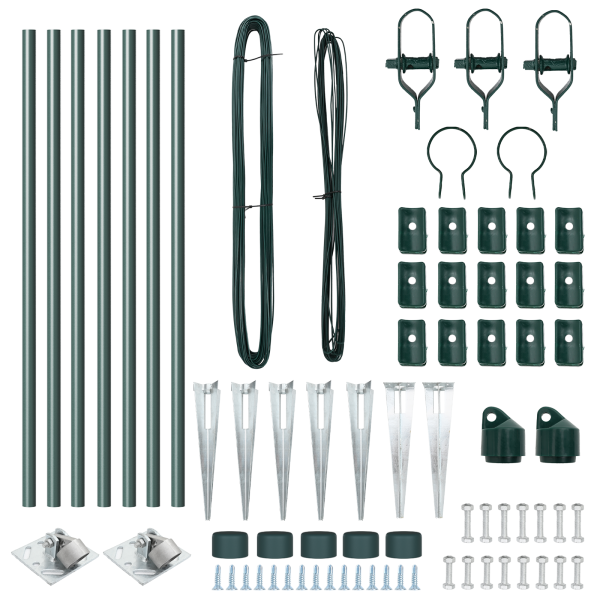 Conjunto de Postes de Cerca com Pino 7 pcs Verde Ø32mm 160 cm M 3