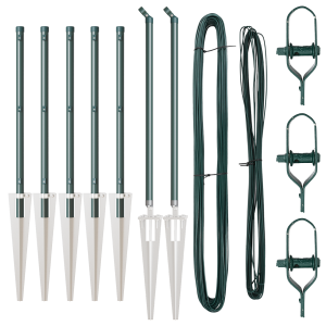 Postes de cerca  con punta 7 pcs Ø32 mm 100 cm acero galvanizado H