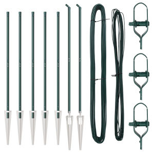 Set de postes de cercas  Set de 14 Verde Metal H