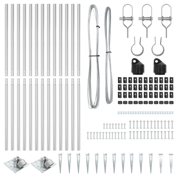 Set de Postes de Cerca  con Punta Set de 26 Plata Acero Galvanizado M 3