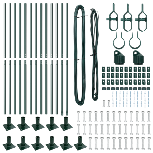 Conjunto de Postes de Cerca com Placas de Base 13 pcs Verde M 3