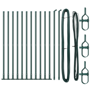 Kit de Postes de Cerca Manual 13 pcs Verde Ø32mm 160 cm Metal H