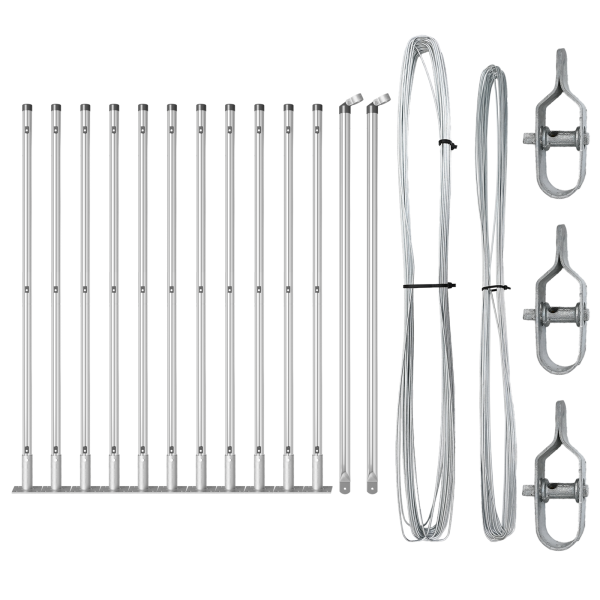 Conjunto de Postes de Cerca Manual 13 pcs Prateado Ø32mm 160 cm M 2
