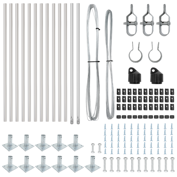 Kit de postes de cercas  Set de 13 Plata Acero galvanizado M 3