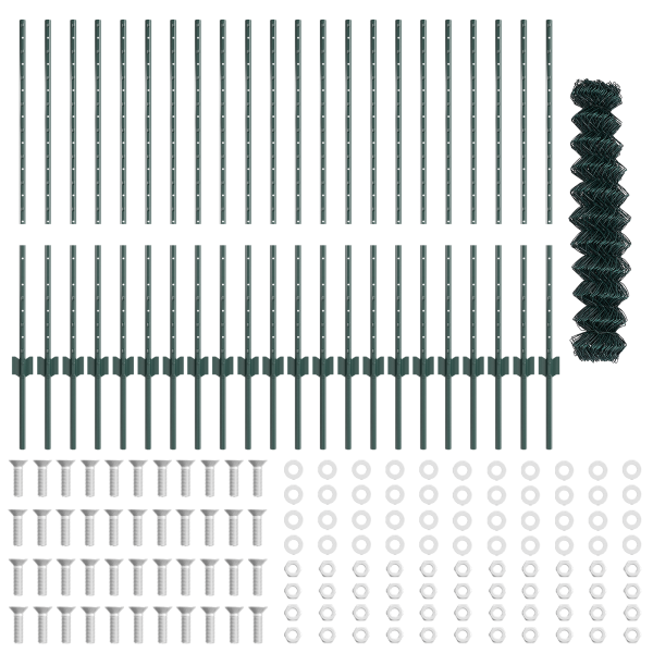 Cerca de Eslabones de Cadena  con 22 postes en U Verde 1x25 m Acero M 4
