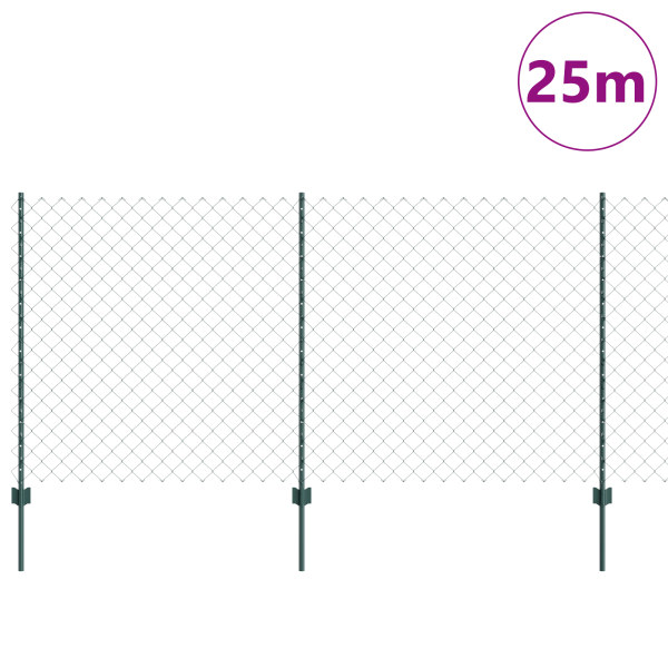 Cerca de Cadena con 22 Postes en U Verde 1.2x25 m Acero M 3