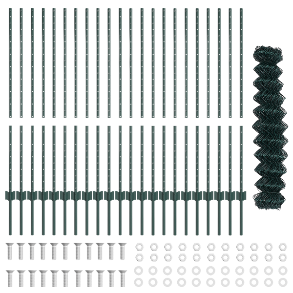 Cerca de Cadena con 22 Postes en U Verde 1.2x25 m Acero M 4