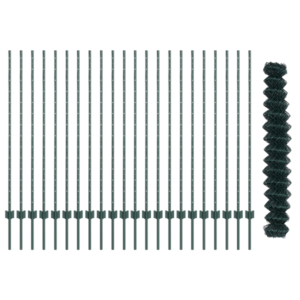 Cerca de Cadena  con 22 postes U Verde 1.4x25 m Acero M 5