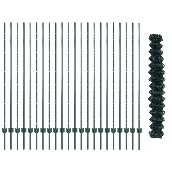 Cerca de Malla de Cadena  con 22 Postes U Verde 1.6x25 m Acero M 5