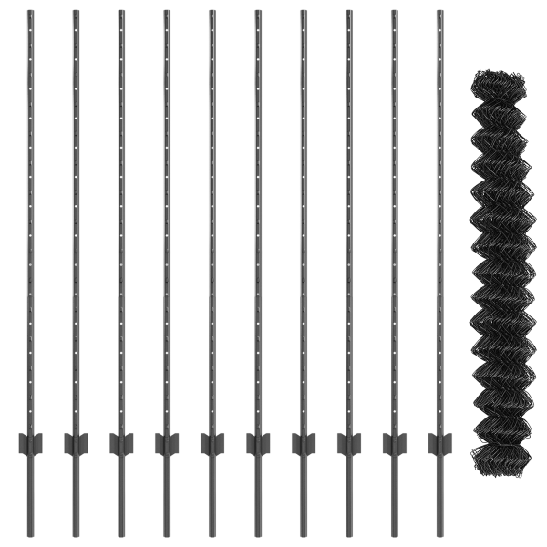 Cerca de Eslabones de Cadena  con 20 Postes Gris 1.4x10 m Acero M 5
