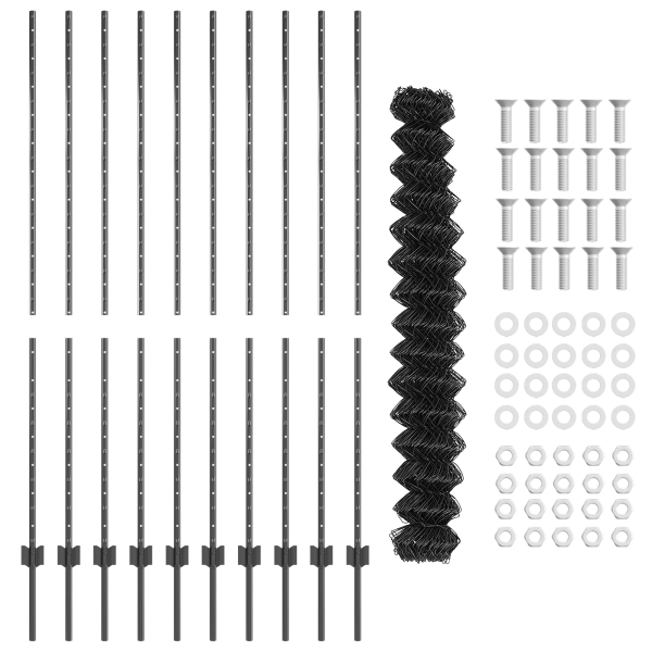 Cerca de Cadena  con 20 Postes en U Gris 1.6x10 m de Acero M 3