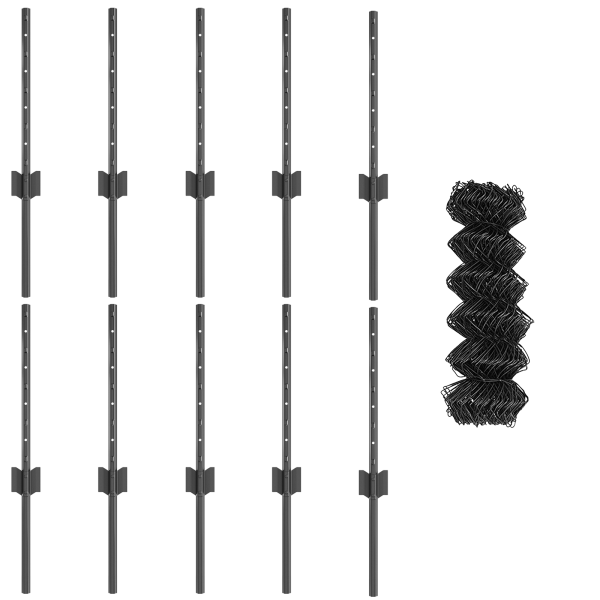 Cerca de Cadena  con 10 postes en U Gris 0.4x10 m Acero M 4