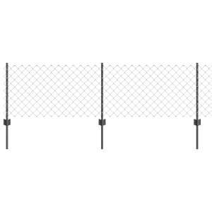 Cerca de Corrente com 10 Postes U Cinza 0.6x10 m Aço H