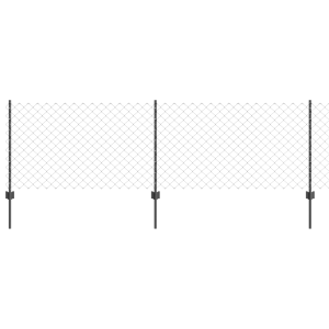 Cerca de Cadeia com 10 Postes U Cinza 0.8x10 m Aço H