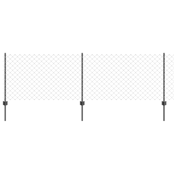 Cerca de Cadeia com 10 Postes U Cinza 0.8x10 m Aço M 2