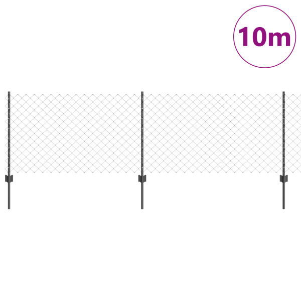 Cerca de Cadeia com 10 Postes U Cinza 0.8x10 m Aço M 3
