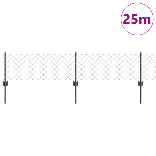 Cerca de Cadena  con 22 Postes U Gris 0.4x25 m Acero M 3