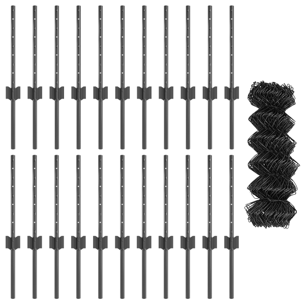 Cerca de Cadena  con 22 Postes U Gris 0.4x25 m Acero M 4