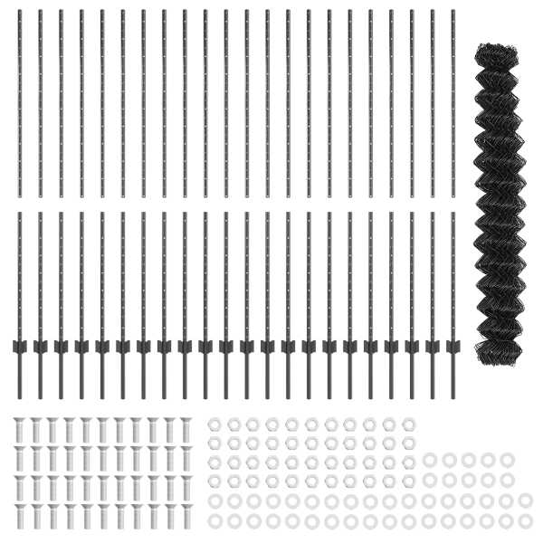 Cerca de Malla  con 44 Postes U Gris 1.6x25 m Acero M 5