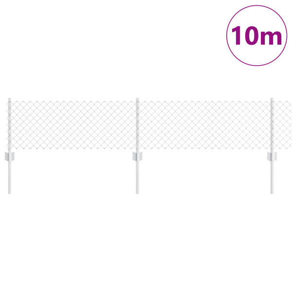Cerca de Malla Electrosoldada  con 10 Postes en Plata 0.4x10 m de Acero M 3