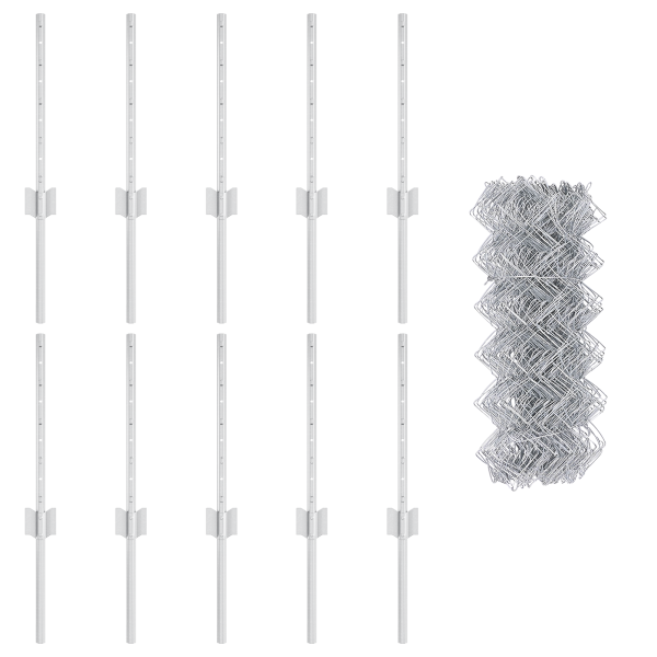 Cerca de Malla Electrosoldada  con 10 Postes en Plata 0.4x10 m de Acero M 4
