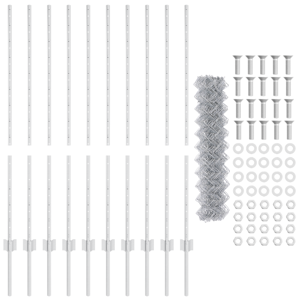 Cerca de eslabones de cadena con 20 postes en U Plateado 1.2x10 m Acero M 4