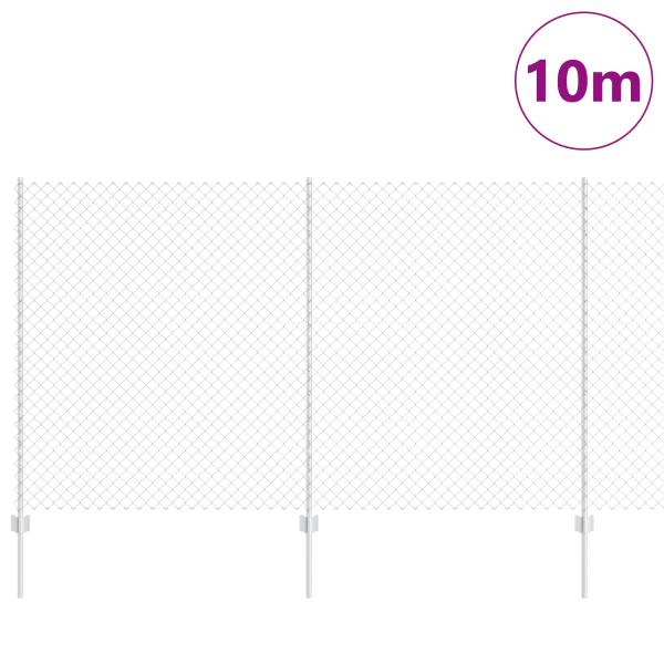 Cerca de Chain Link com 20 U Posts Prateado 1.4x10 m Aço M 3