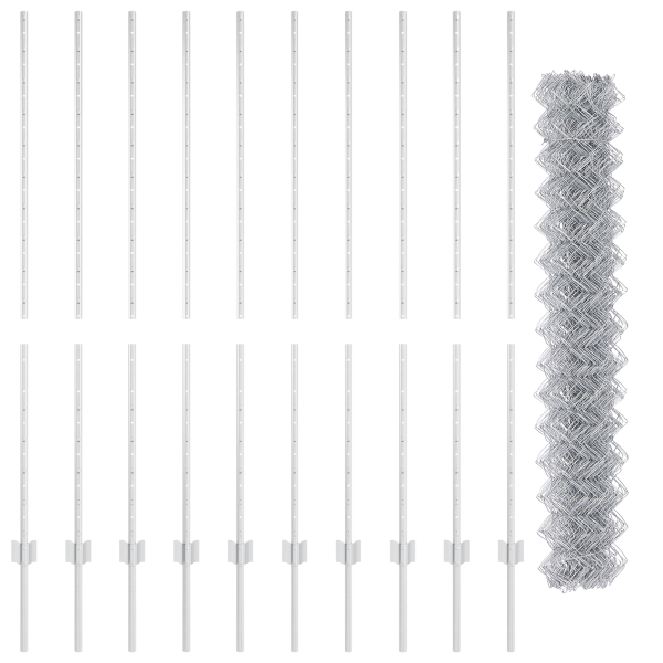 Cerca de Malla  con 20 Postes U Plata 1.4x10 m Acero M 5