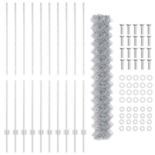 Cerca de Eslabones de Cadena  con 20 postes en plata 1.6x10 m acero M 3