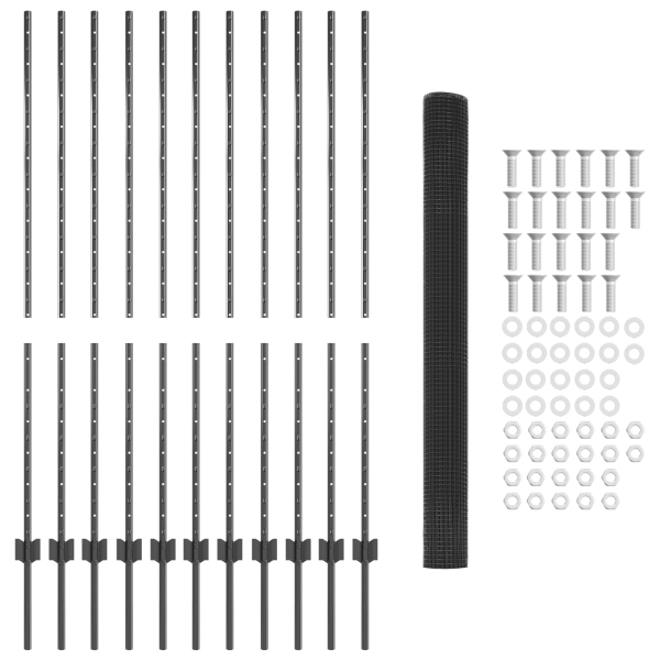 Valla de Alambre Soldado  con 22 postes en Gris 1.4x25 m Acero M 5
