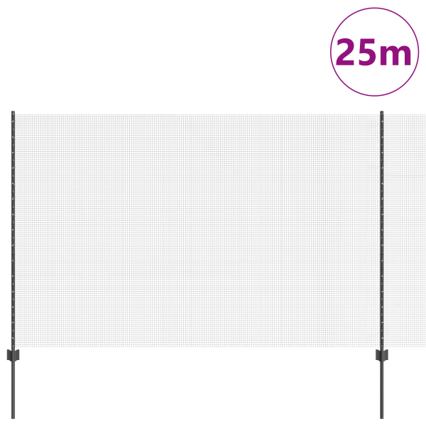 Cerca de Alambre Soldado  con 22 Postes en U Gris 1.6x25 m de Acero M 3