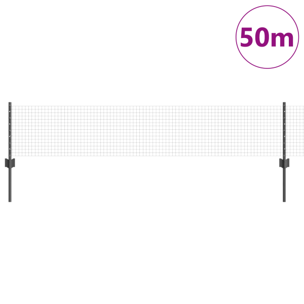 Cerca de Alambre Soldado  con 22 Postes Gris 0.4x50 m Acero M 3