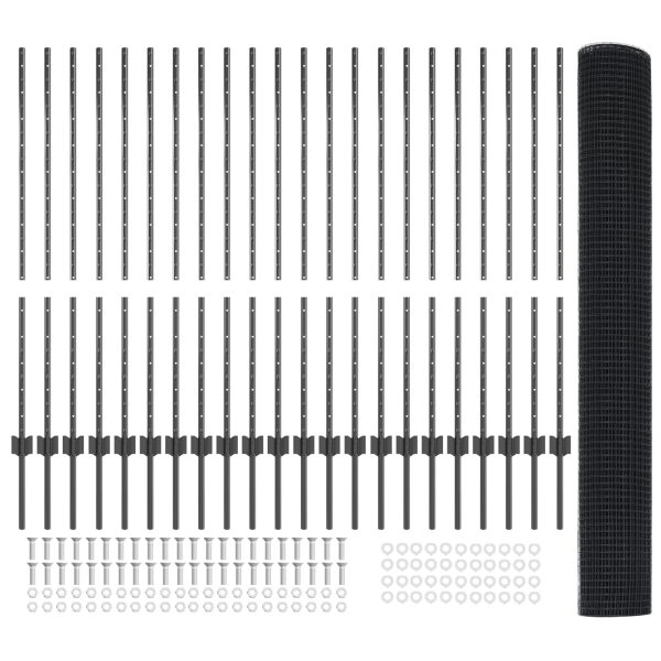 Cerca de Arame Soldado com 44 Postes em Cinza 1.2x50 m de Aço M 4