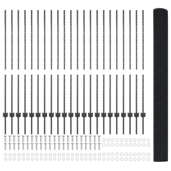 Cerca de Alambre Soldado  con 44 Postes U Gris 1.4x50 m Acero M 5