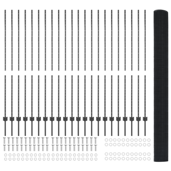 Cerca de Alambre Soldado  con 44 Postes U Gris 1.5x50 m Acero M 5
