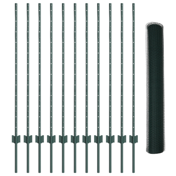 Set de Valla Hexagonal de Jardín Set de 2 Verde Metal 25 x 1.2 m M 4