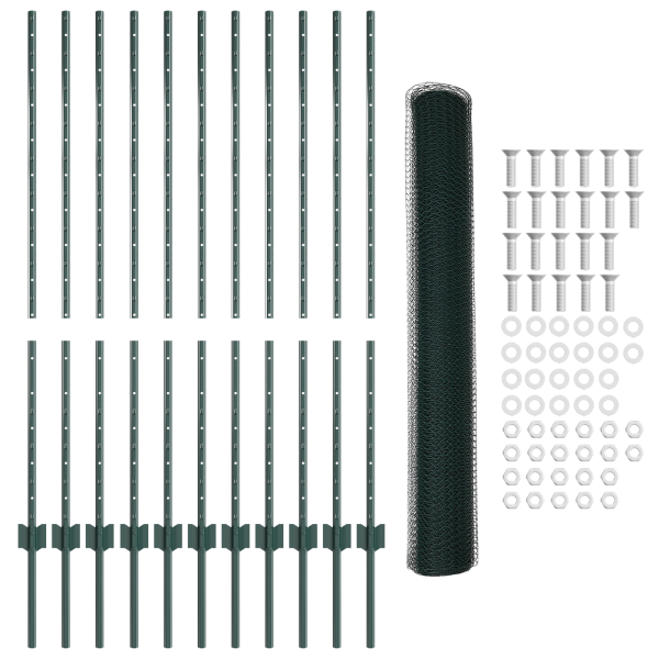 Conjunto de Cerca Jardins Hexagonal 2 Peças Verde Metal M 5