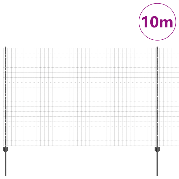 Cerca Euro com 10 Postes Cinza 1.6x10 m Aço M 3