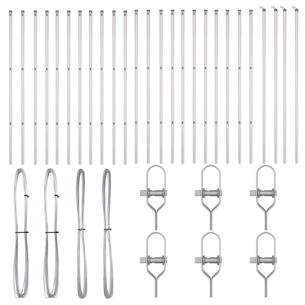 Postes de Cerca 26 pcs Ø32 mm 190 cm Aço Galvanizado M 3