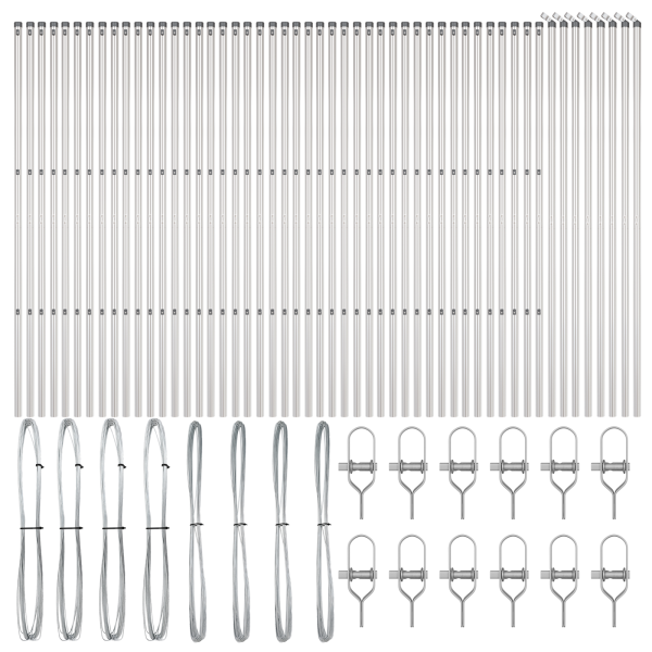 Postes de Cerca  52 pcs Ø32 mm 190 cm Acero Galvanizado M 3