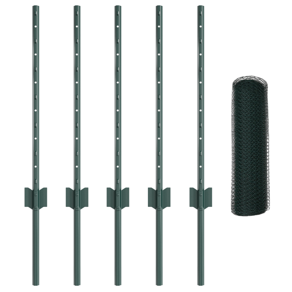 Postes  11 pcs U-Channel Verde 60 cm Aço M 4
