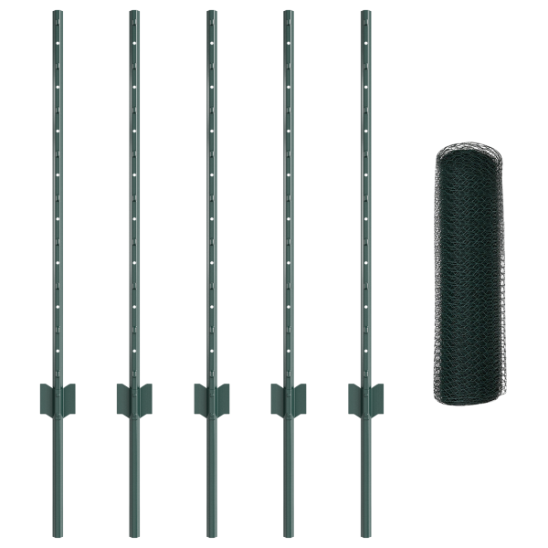 Postes de Cerca  5 pcs U-Channel Verde 80 cm Aço M 4